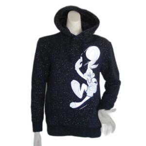 SPACE JAM Hoodie, S, Reflective, Bugs Bunny, TAIL Sweatshirt, Pockets, Blue